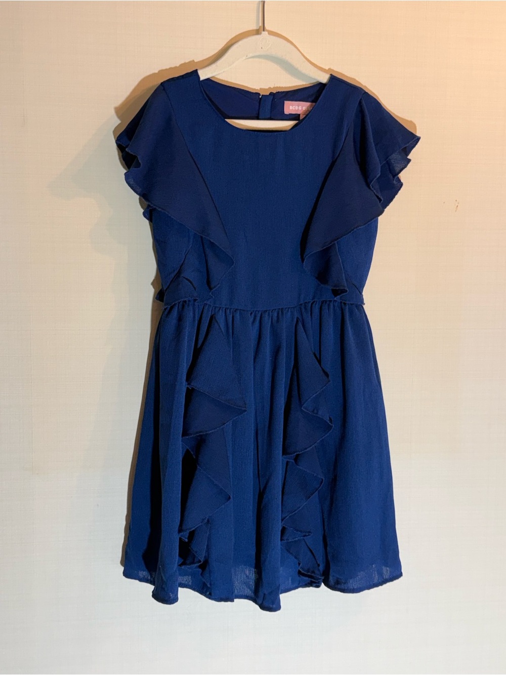 BCBG Girls' Navy Ruffle Dress - Elegant Party Dress